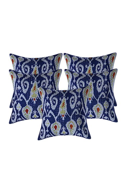 indhome life pure cotton 16x16 inches kantha work cushion cover set of 5 - 17530079 - Very Small Image - 1