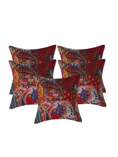indhome life pure cotton 16x16 inches kantha work cushion cover set of 5 - 17530091 - Very Small Image - 1