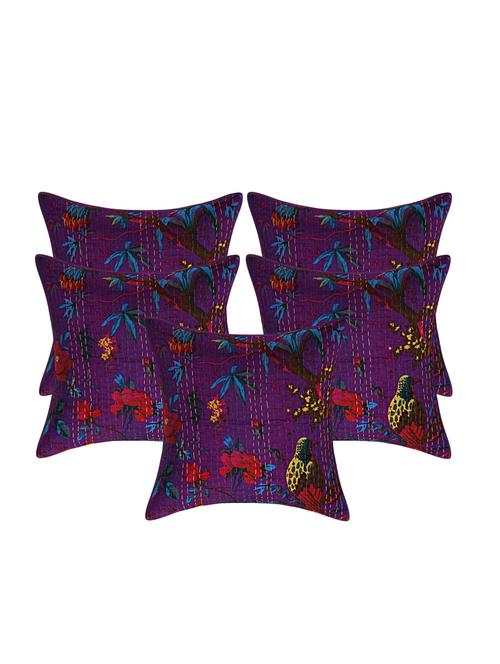 indhome life pure cotton 16x16 inches kantha work cushion cover set of 5 - 17530096 - Very Small Image - 1