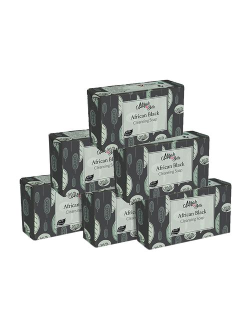 mirah belle - black african soap bar (pack of 6) - for healing acne, pimples, scars, blemishes & breakouts, 750 gm - 17530724 - Very Small Image - 1