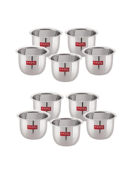 hazel stainless steel tea glasses large traditional design coffee milk serving glass patra pela set of 10, 10 cm, 200 ml, silver - 17530744 - Very Small Image - 1