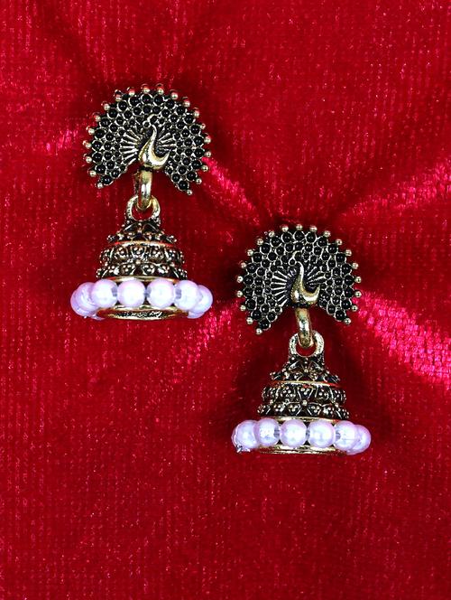 gold copper jhumka earring - 17530934 - Very Small Image - 1