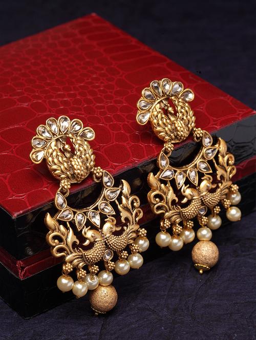 gold metal drop earring - 17531224 - Very Small Image - 1