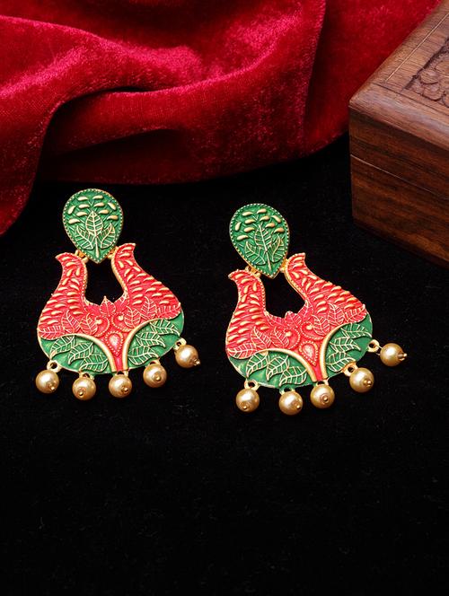 red metal drop earring - 17531266 - Very Small Image - 1
