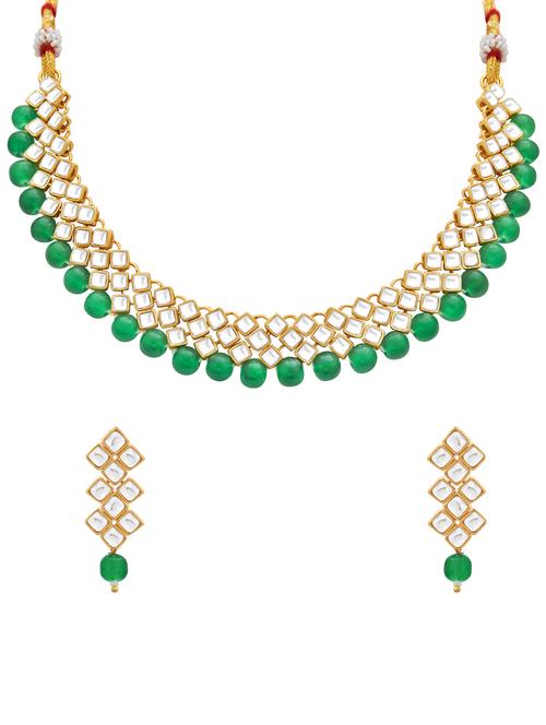 green gold plated choker necklace and earring - 17532294 - Very Small Image - 1
