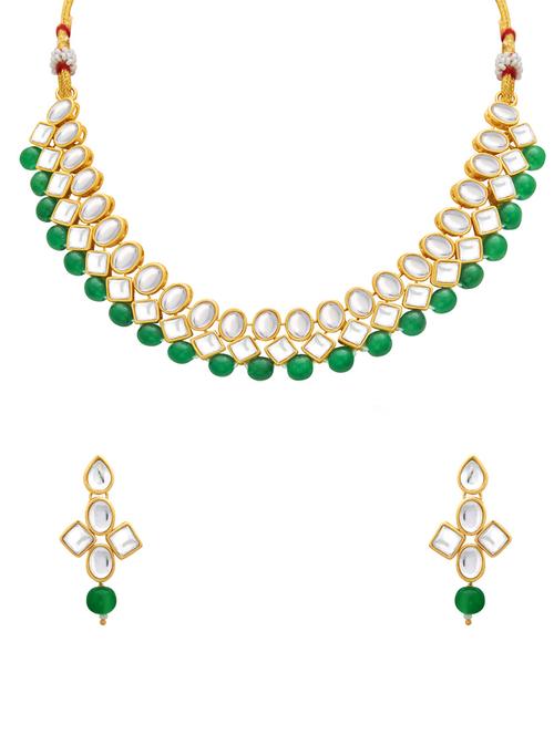 green gold plated choker necklace and earring - 17532300 - Very Small Image - 1