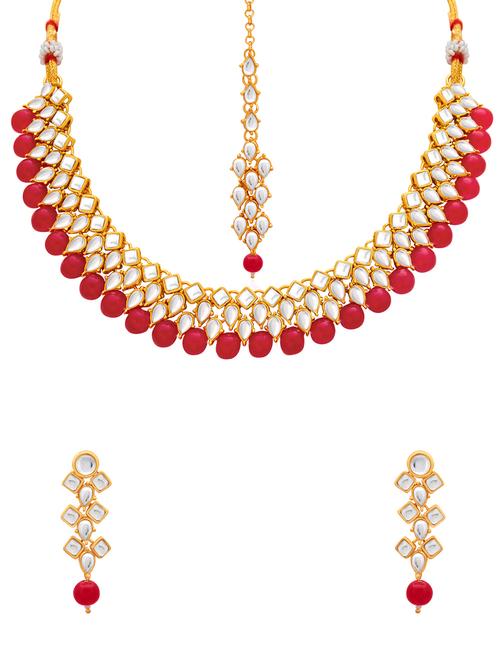 red gold plated choker necklace and earring - 17532304 - Very Small Image - 1