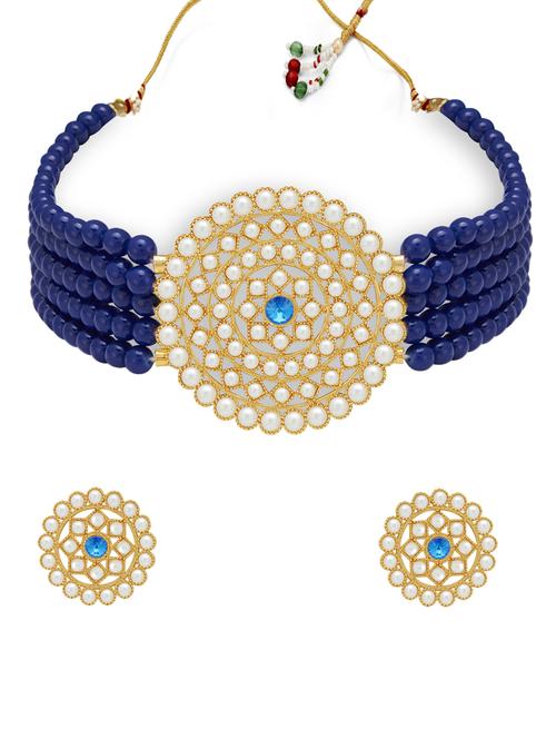 blue gold plated choker necklace - 17532359 - Very Small Image - 1