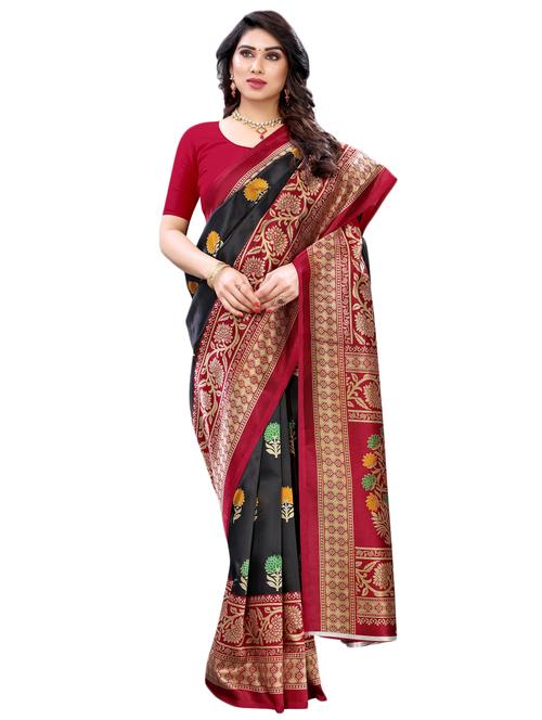 floral printed saree with blouse - 17532814 - Very Small Image - 1