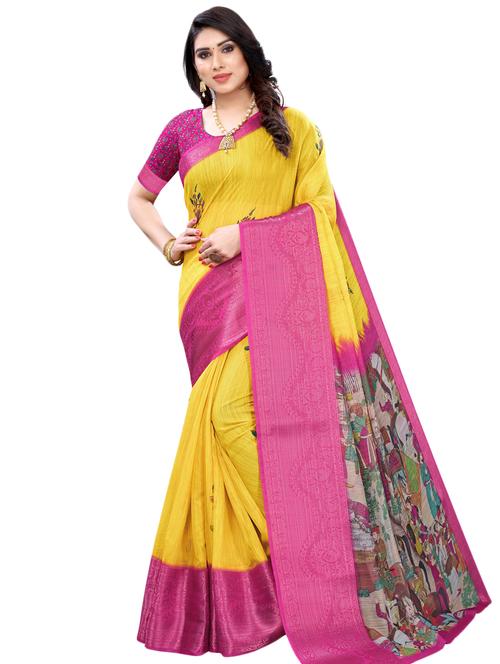 floral printed saree with blouse - 17532824 - Very Small Image - 1