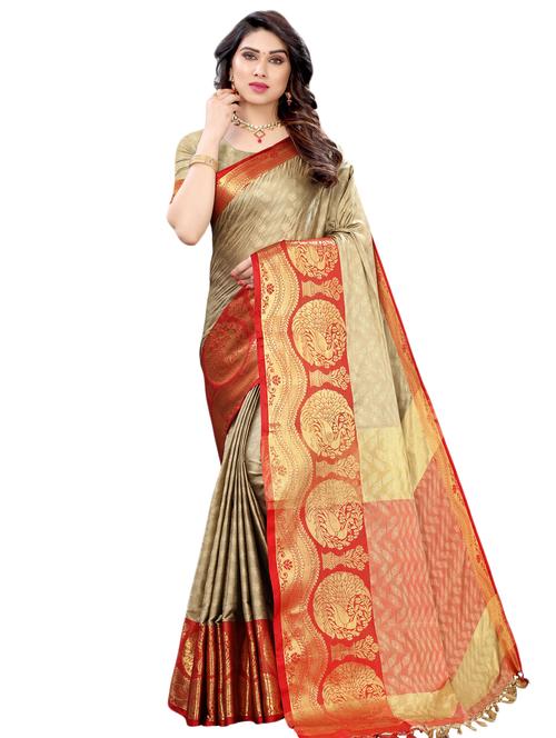 jacquard banarasi saree with blouse - 17532865 - Very Small Image - 1