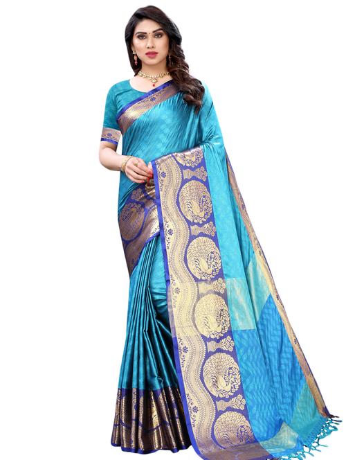 jacquard banarasi saree with blouse - 17532866 - Very Small Image - 1