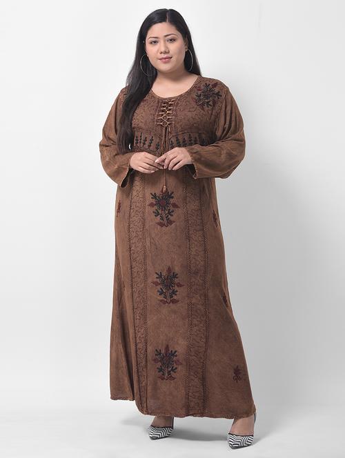 tie back embroidered maxi dress - 17532969 - Very Small Image - 1