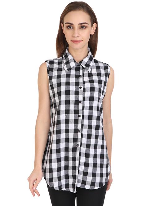curved hem checkered top - 17533216 - Very Small Image - 1