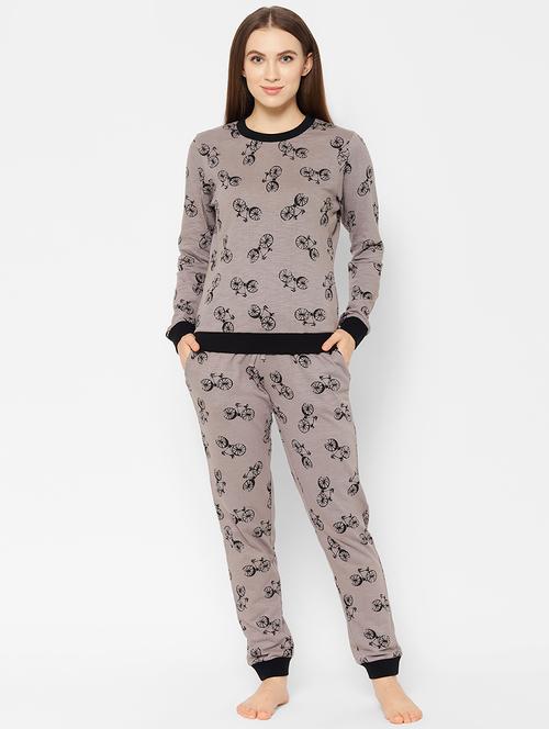 round neck printed nightwear pajama set - 17533908 - Very Small Image - 1