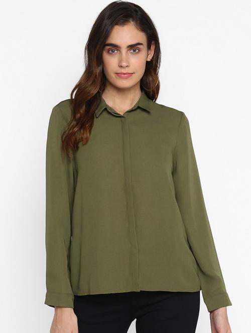 concealed placket solid shirt - 17533946 - Very Small Image - 1