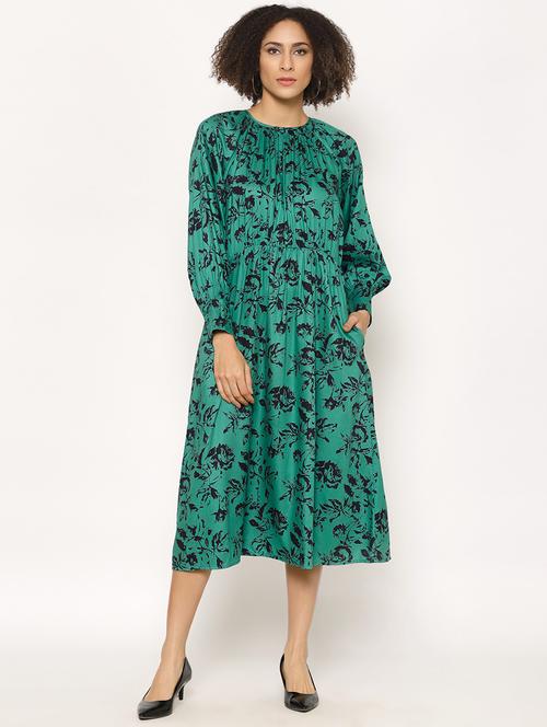 bishop sleeved printed a-line dress - 17534007 - Very Small Image - 1
