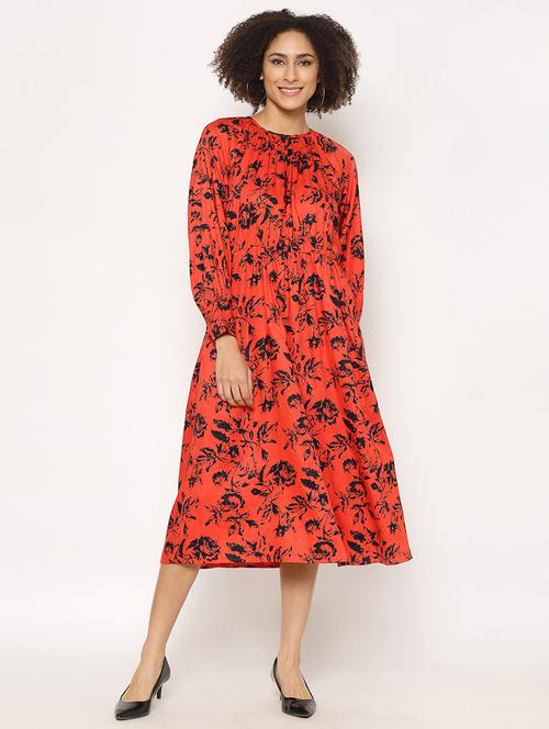 round neck printed a-line dress - 17534008 - Very Small Image - 1