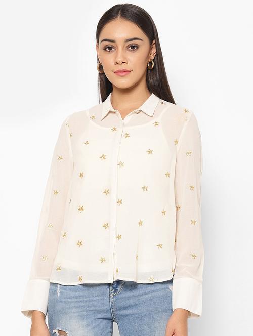 concealed placket embroidered shirt - 17534025 - Very Small Image - 1