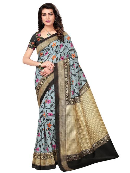 floral printed saree with blouse - 17534262 - Very Small Image - 1