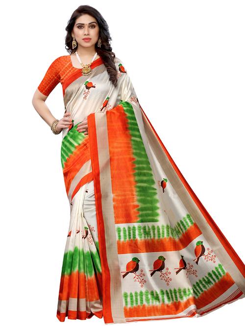 conversational printed saree with blouse - 17534280 - Very Small Image - 1