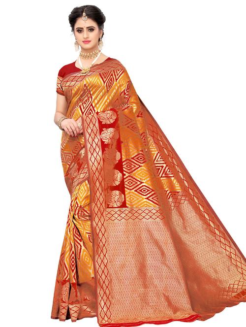 jacquard work woven saree with blouse - 17534291 - Very Small Image - 1