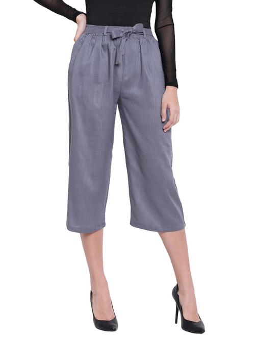 tie front solid culottes - 17534377 - Very Small Image - 1