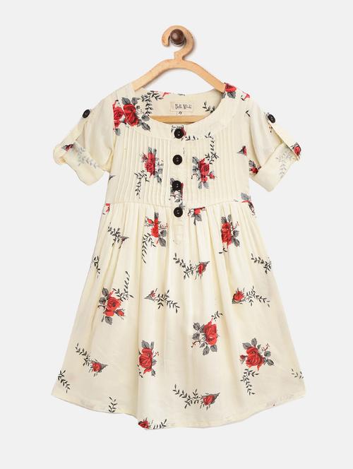 beige floral cotton frock - 17534676 - Very Small Image - 1