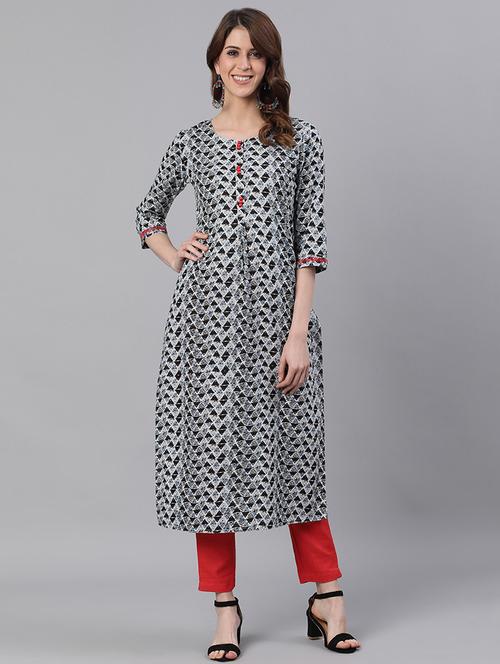 geometric print straight kurta - 17535387 - Very Small Image - 1
