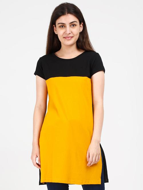 color block side slit tunic - 17535530 - Very Small Image - 1