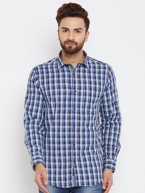 blue checkered casual shirt - 17535732 - Very Small Image - 1