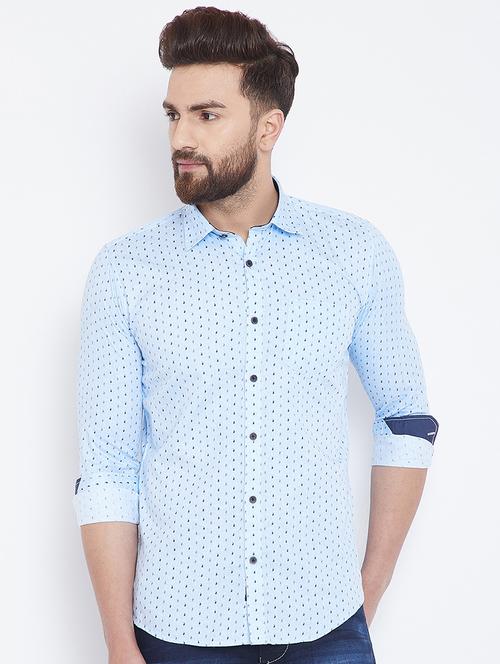 light blue printed casual shirt - 17535737 - Very Small Image - 1