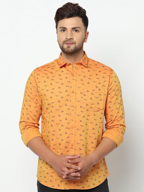 orange printed casual shirt - 17535754 - Very Small Image - 1