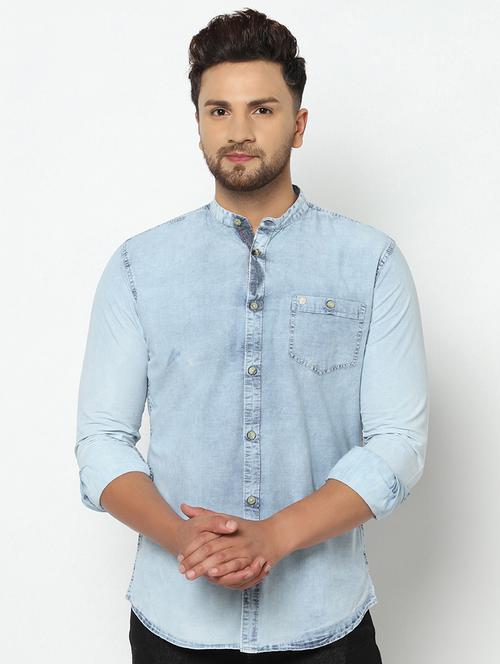light blue faded casual shirt - 17535757 - Very Small Image - 1