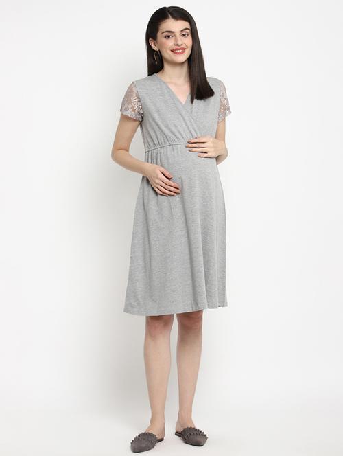 grey cotton maternity wear - 17535901 - Very Small Image - 1