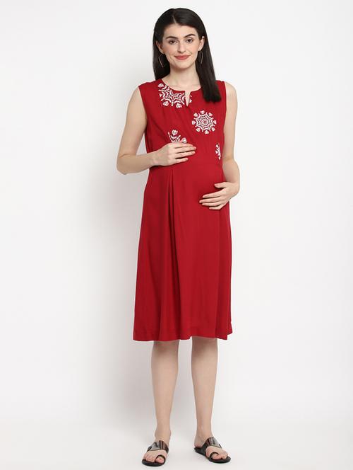 red viscose maternity wear - 17535903 - Very Small Image - 1