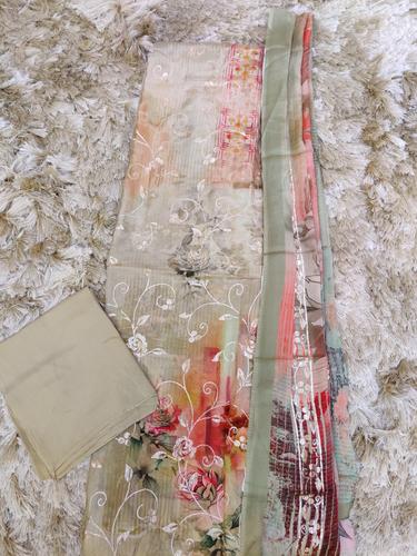 unstitched embroidered suit set - 17536421 - Very Small Image - 1