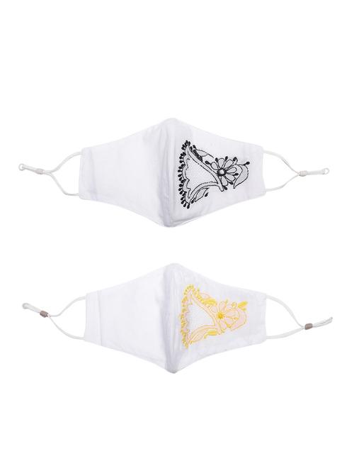 white cotton decorative women mask set of 2 - 17536739 - Very Small Image - 1