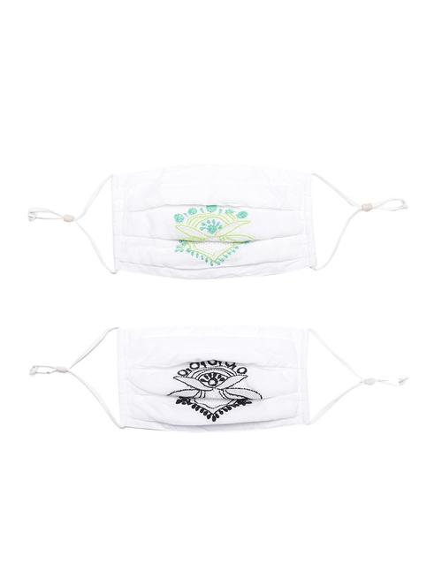 white cotton decorative women mask set of 2 - 17536740 - Very Small Image - 1