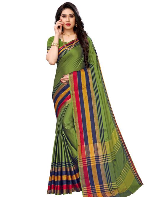 solid bordered saree with blouse - 17536757 - Very Small Image - 1