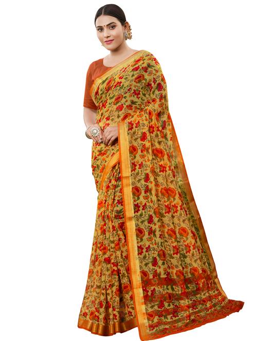 floral kanjivaram saree with blouse - 17536770 - Very Small Image - 1