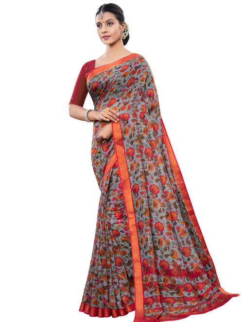 floral kanjivaram saree with blouse - 17536773 - Very Small Image - 1