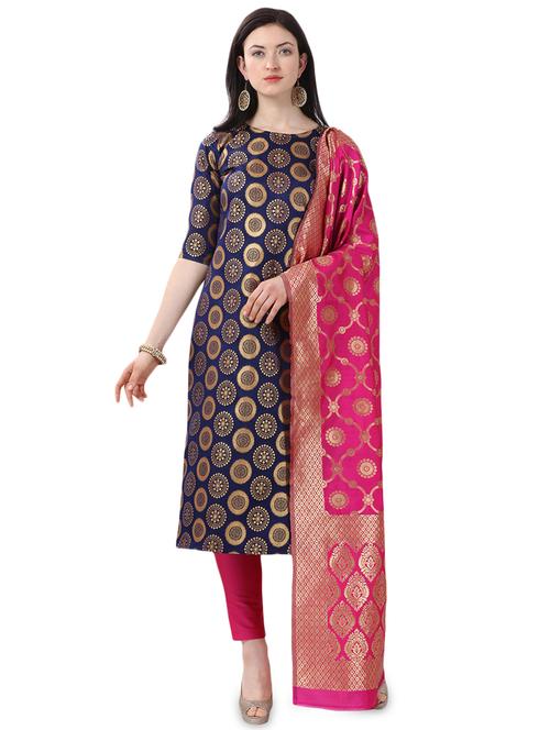zari work unstitched suit - 17536776 - Very Small Image - 1