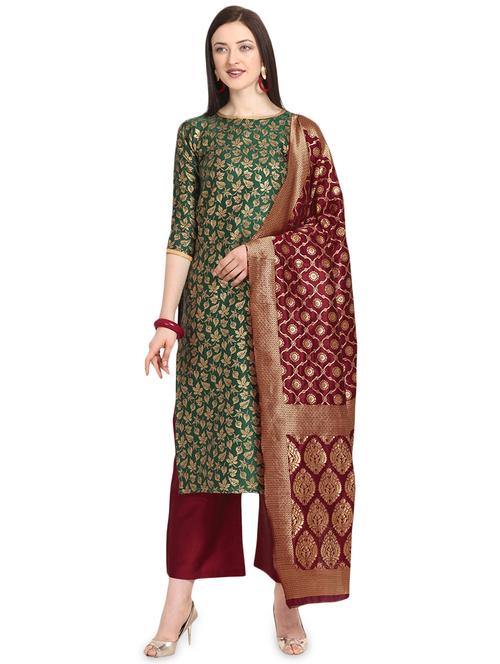 zari work unstitched suit - 17536777 - Very Small Image - 1