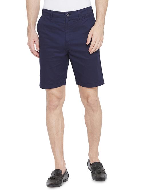 navy blue solid bermuda shorts - 17537122 - Very Small Image - 1