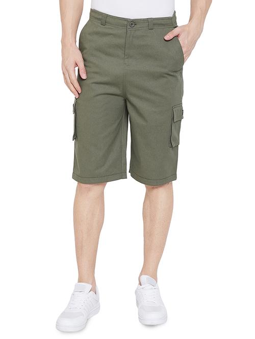 olive solid cargo shorts - 17537136 - Very Small Image - 1