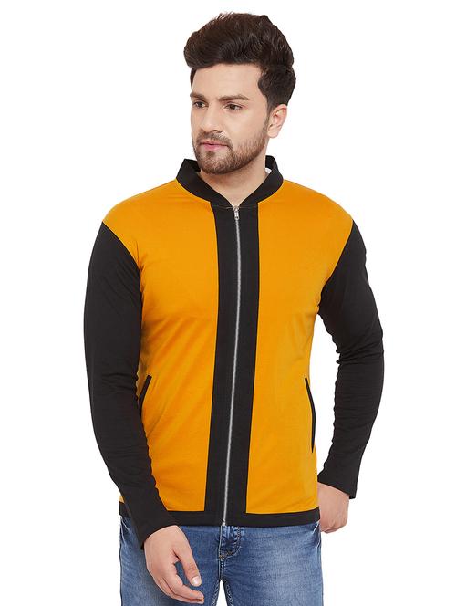 yellow color block cut & sew t-shirt - 17537178 - Very Small Image - 1