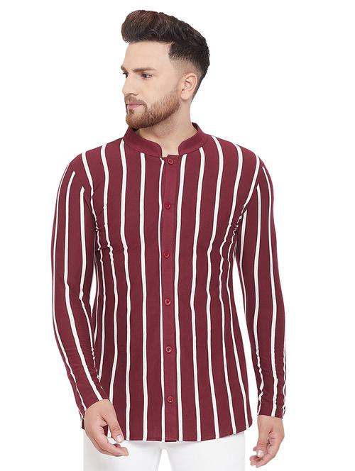 maroon striped casual shirt - 17537195 - Very Small Image - 1