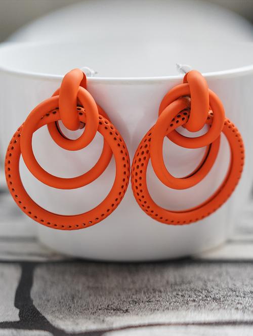 orange metal drop earring - 17537239 - Very Small Image - 1