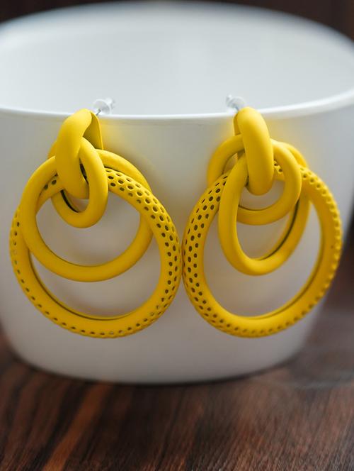 yellow metal drop earring - 17537240 - Very Small Image - 1